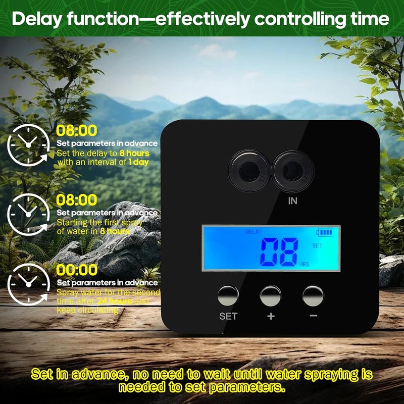 MYGIIKAKA Reptile Smart Mister, Reptile Humidifiers Misting System Automatic with Timer, Terrariums Humidifier with 360°Adjustable Misting Nozzles, Spray Kit for Rainforest Plants Amphibian - Image 4